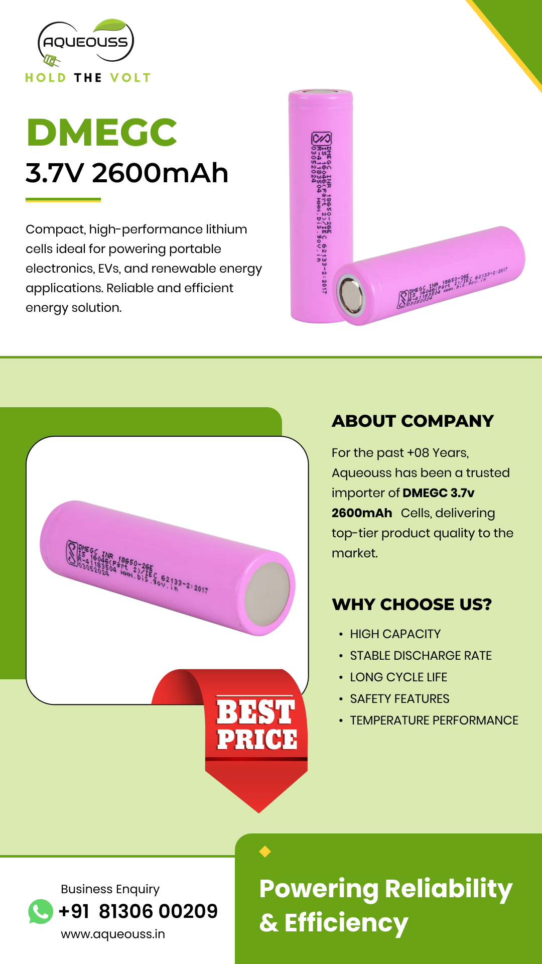 dmegc 3.7v 2600mAh flayer for aqueousss